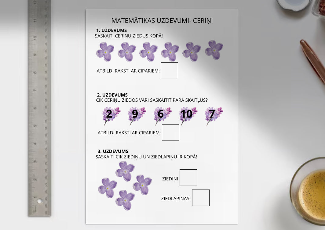 Matemātikas uzdevumi - ceriņi