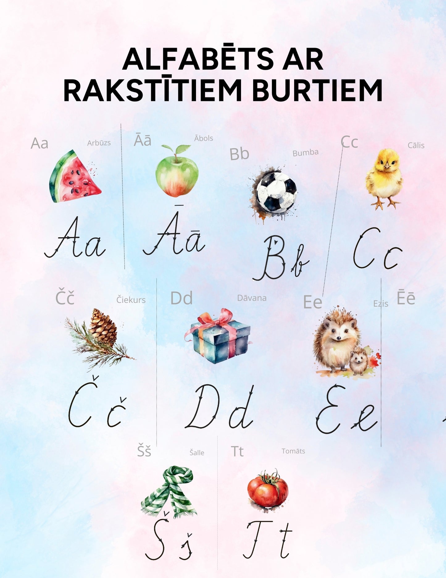 Alfabēts ar rakstītiem burtiem