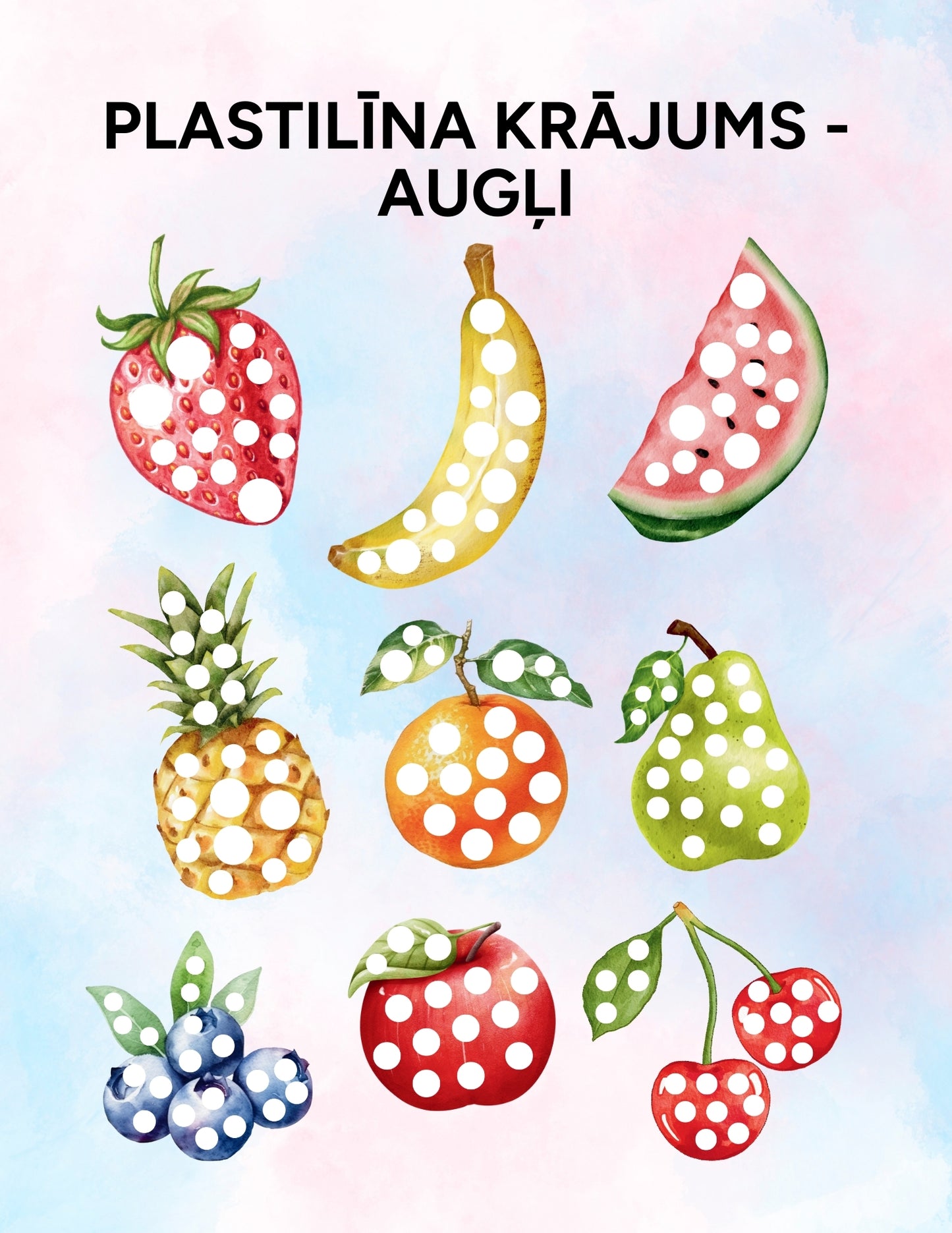 Plastilīna krājums - augļi