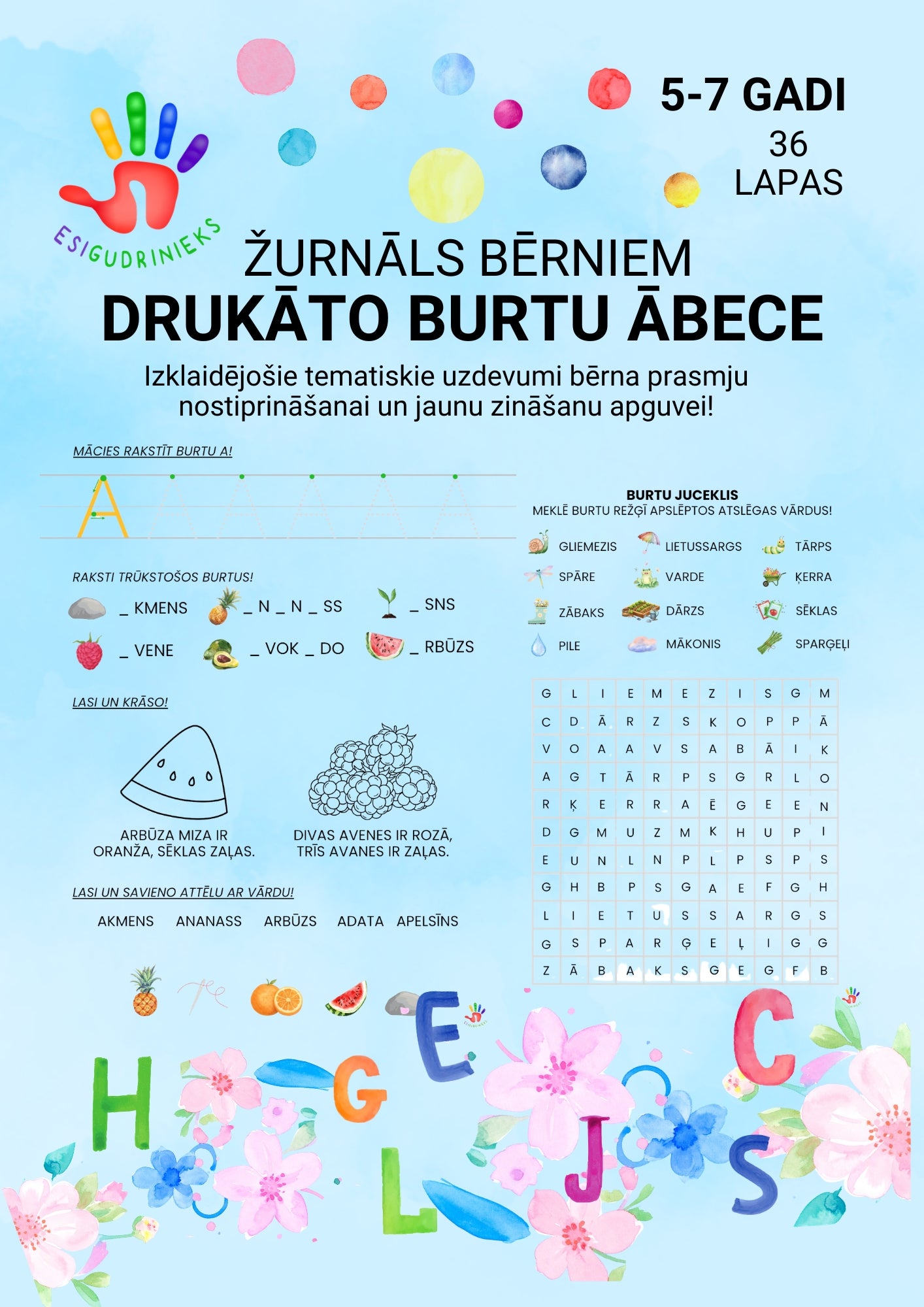 DRUKĀTO BURTU ĀBECE 5-7 gadi
