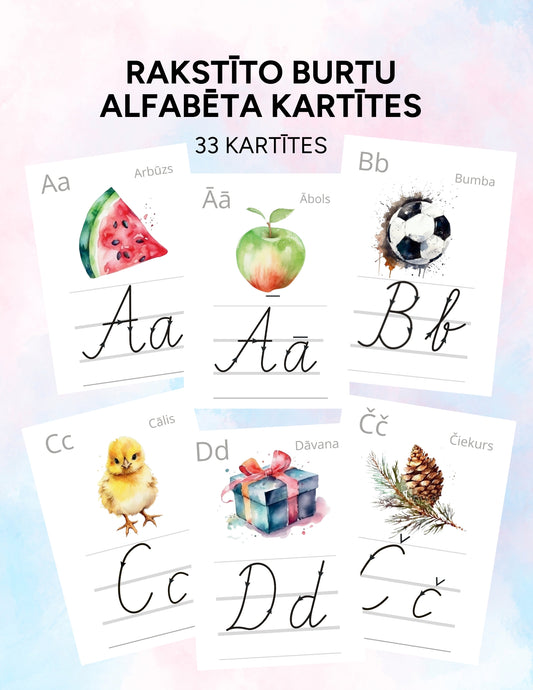 RAKSTĪTO BURTU ALFABĒTA KARTĪTES