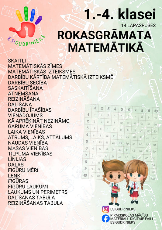 ROKASGRĀMATA MATEMĀTIKĀ 1.-4. klasei